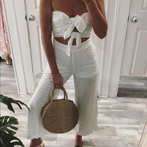 NWOT White Eyelet Strapless Jumpsuit! NEVER WORN!